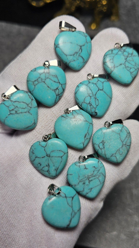 پک ۱۰ عددی گردن آویز های سنگ فیروزه تبتی