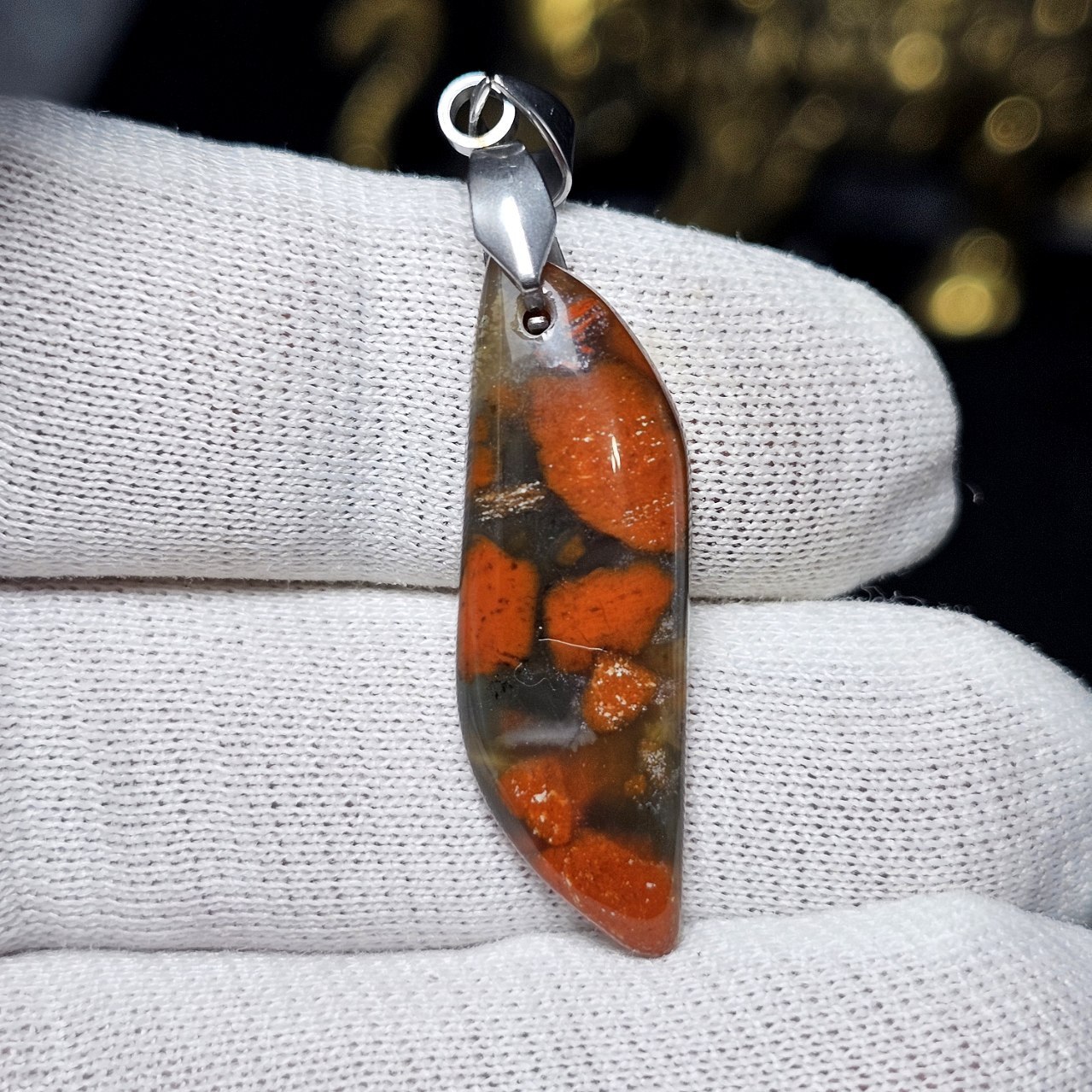 آویز گردنبند جاسپر خونی معدنی