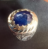 انگشتر نقره 925 نگین یاقوت کبود معدنی