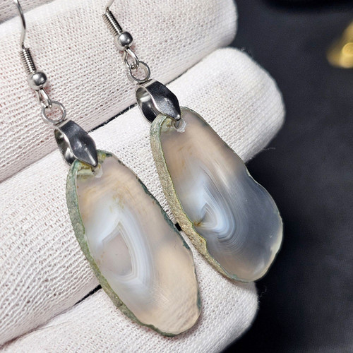 گوشواره اسلایس سنگ طبیعی عقیق معدنی خراسان کد : 37578