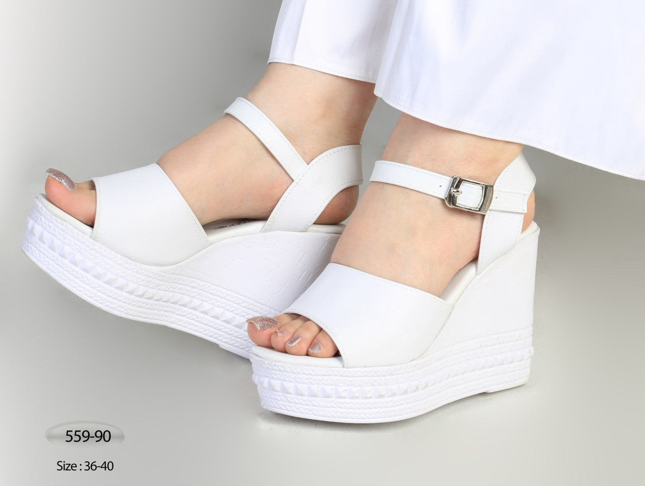 صندل مجلسی زنانه کد 559-90 (پاشنه: عقب حدود 11 / جلو حدود 5 cm)