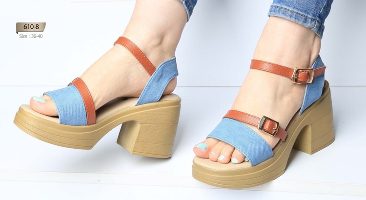 صندل تابستانی _ روفرشی زنانه کد 610-8 (پاشنه:حدود 8cm)