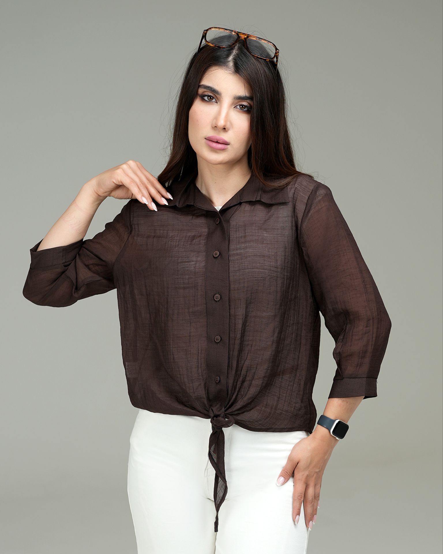 مدل: شومیز گره هی  خنک تابستانی  کد:۱۴۰۴۸  پارچه: خنک شیشه ای سایز: فری ۳۸تا۴۲  (فروش: عمده پک ۶تایی و تکی)