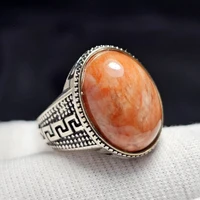 انگشتر روکش نقره ای با سنگ در خونی معدنی کد  38748