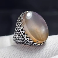 انگشتر روکش نقره ای با سنگ طبیعی  عقیق معدنی  خراسانی کد  38747