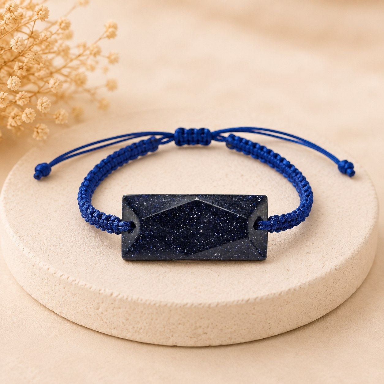 دستبند بافت با سنگ دلربا سرمه ای  کد  39712