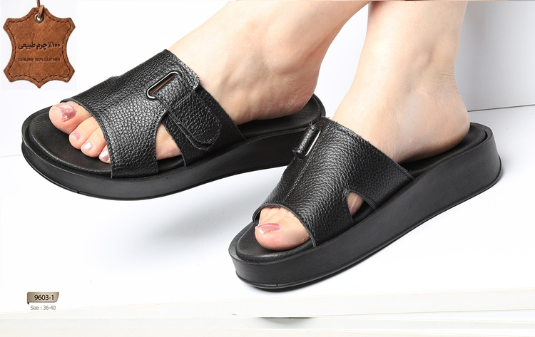 صندل رو فرشی _ مجلسی با چرم طبیعی ( رویه و آستر ) زنانه کد 9603-1