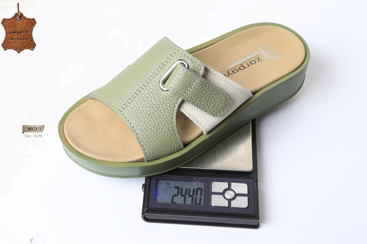 صندل رو فرشی _ مجلسی با چرم طبیعی ( رویه و آستر ) زنانه کد 9603-1